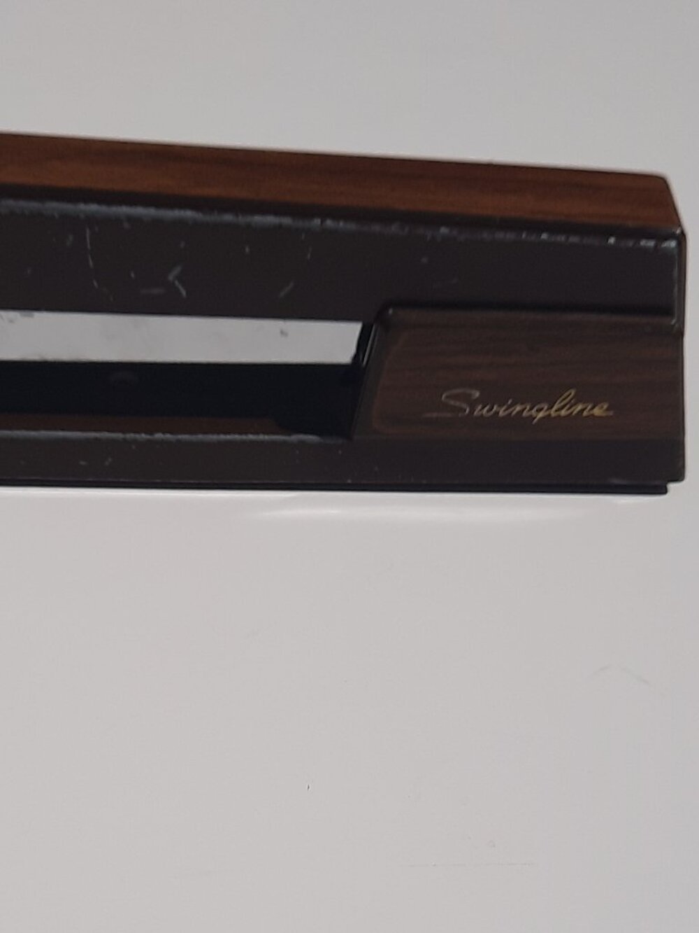 Swingline Stapler Woodgrain 767 Top Load Black Brown 7" Office Desk MCM USA Vtg